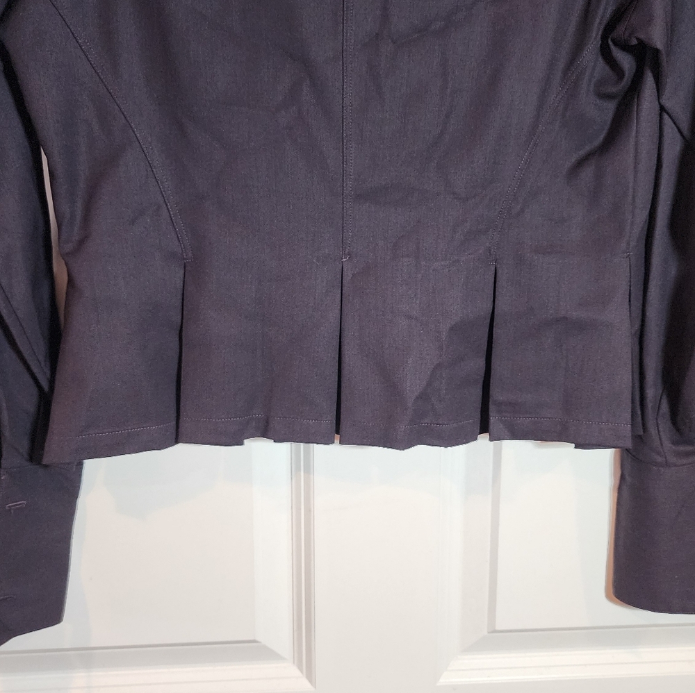 Allan Waller Italy Plum Purple Pleated Back Wool Blend Button Up Blouse Size 6 - Picture 8 of 10